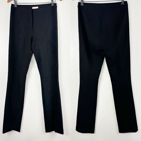 Cinq A Sept Billie Flare Split-Cuff Pants Hook Closure Sz 4 Black Slits - Picture 2 of 8